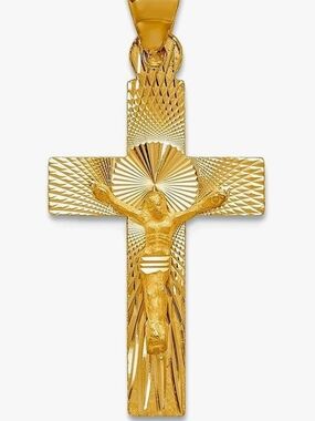 14k Solid Gold Crucifix Cross Pendant